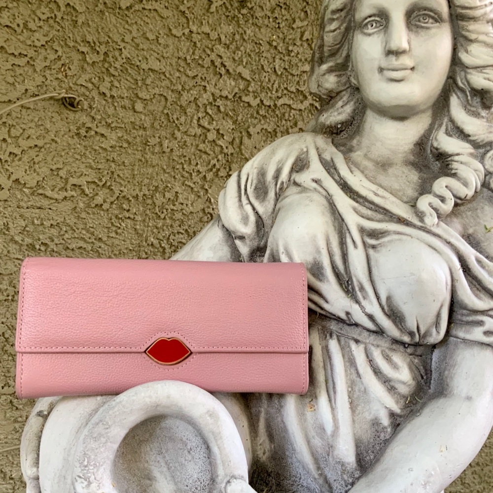LULU GUINNESS pink lip Cora leather wallet - Picture 4 of 16